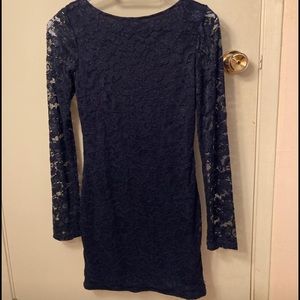Navy lace open-back dress
